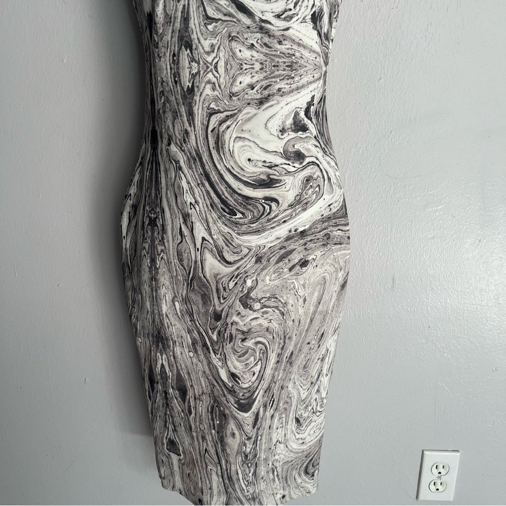 Zara Bloggers Favorite Marblee Printed Midi Scuba Dress Small - Picture 15 of 16